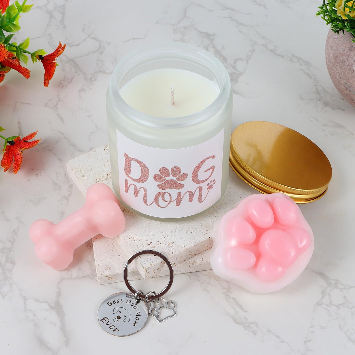 Bayelove Dog Mom Gifts for Women Best Dog Mom Gifts Dog Gift Basket Cool Gifts for Dog Lovers Include Canvas Tote Bag Glass Cup Keychain Socks Gift Card for Birthday Christmas Mothers Day