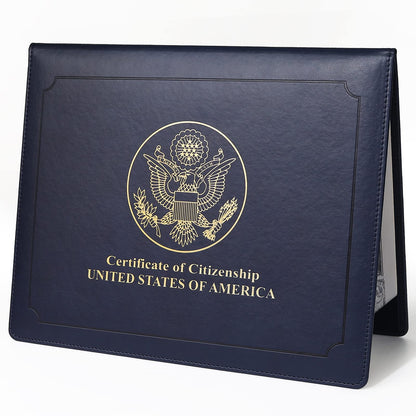 SUNEE US Citizenship Certificate Holder - US Citizenship Gifts - PU Naturalization Certificate, Gold American Seal Logo Certificate of Citizenship Cover, Padded with Cover