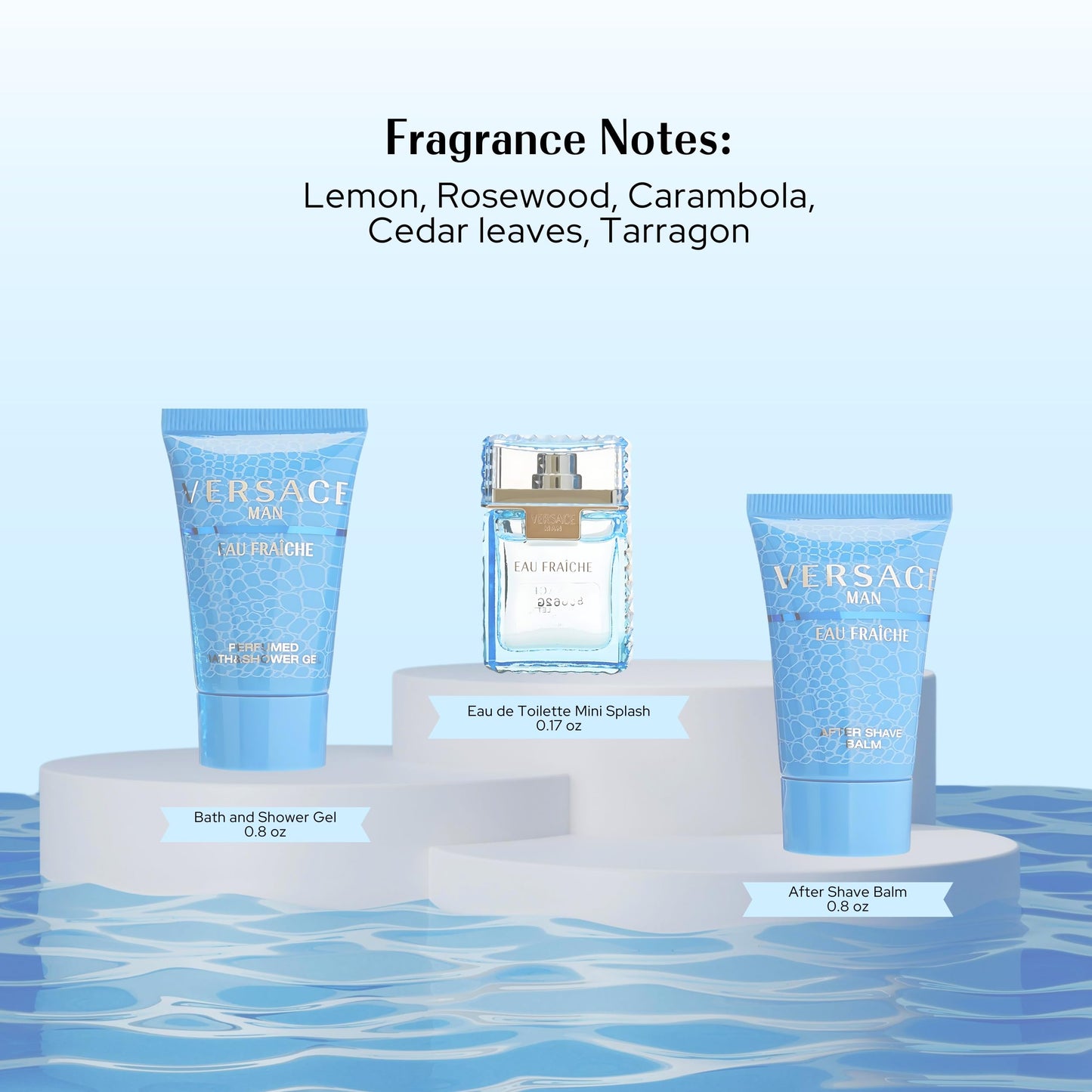 Versace Man Eau Fraiche By Gianni Versace For Men Edt .17 Oz Mini & After Shave Balm .8 Oz Mini & Shower Gel .8 Oz Mini