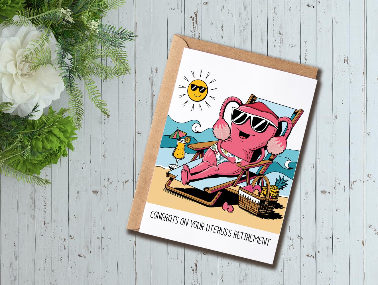 Congrats On Your Uterus's Retirement Card - Funny Card For Her - Hysterectomy Card - Get Well Soon Card - Humor Menopause Card - Uterus Card
