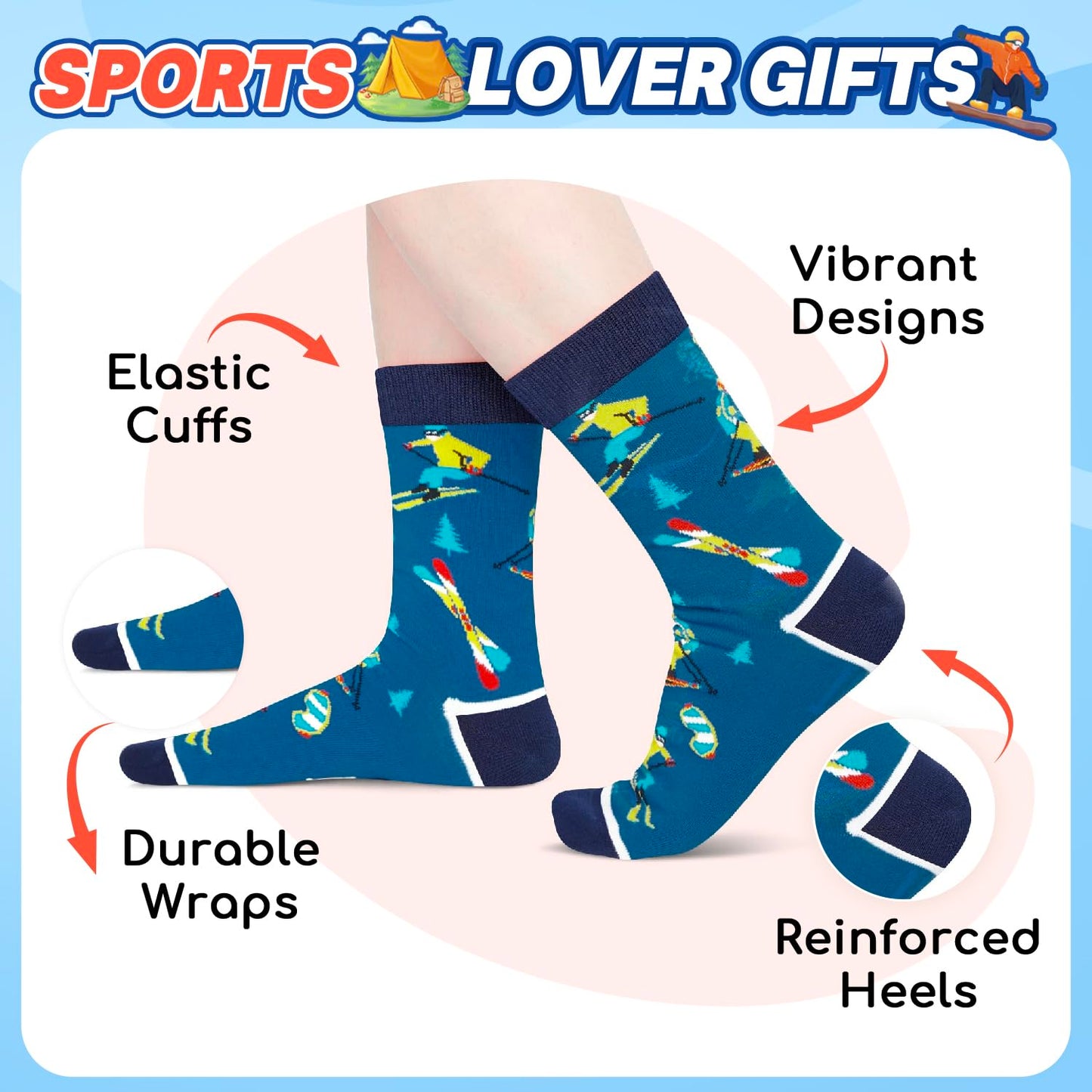 Zmart Unique Gifts for Sports Lovers - Camping Skiing Lifting Socks, Yoga Ballet Gift Ideas