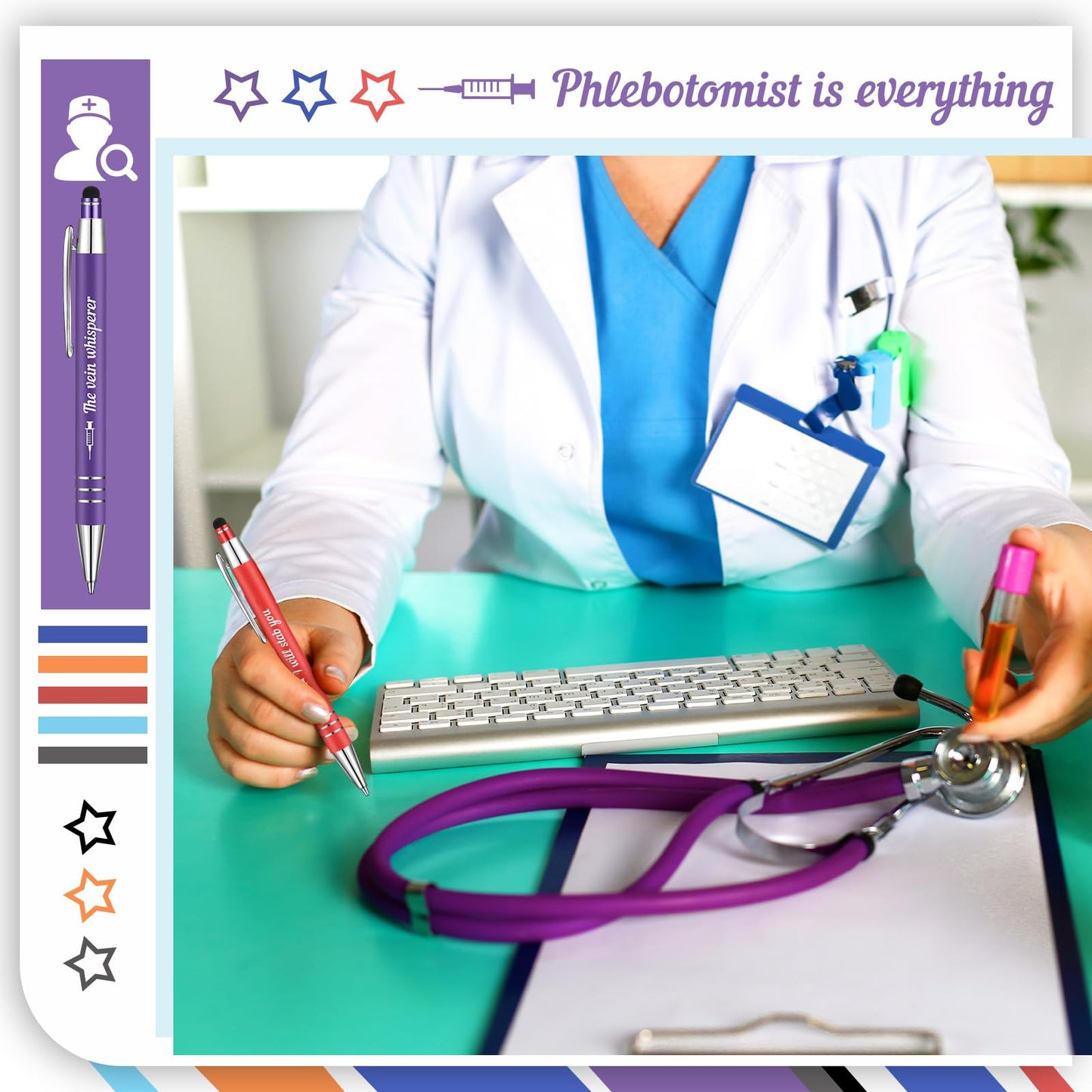 Sayglossy 12 Pcs Phlebotomist Gifts Phlebotomy Pens Bulk Phlebotomist Week Essentials Accessories Graduation Gifts for Nurse Friends Coworkers Nursing Staff Supplies