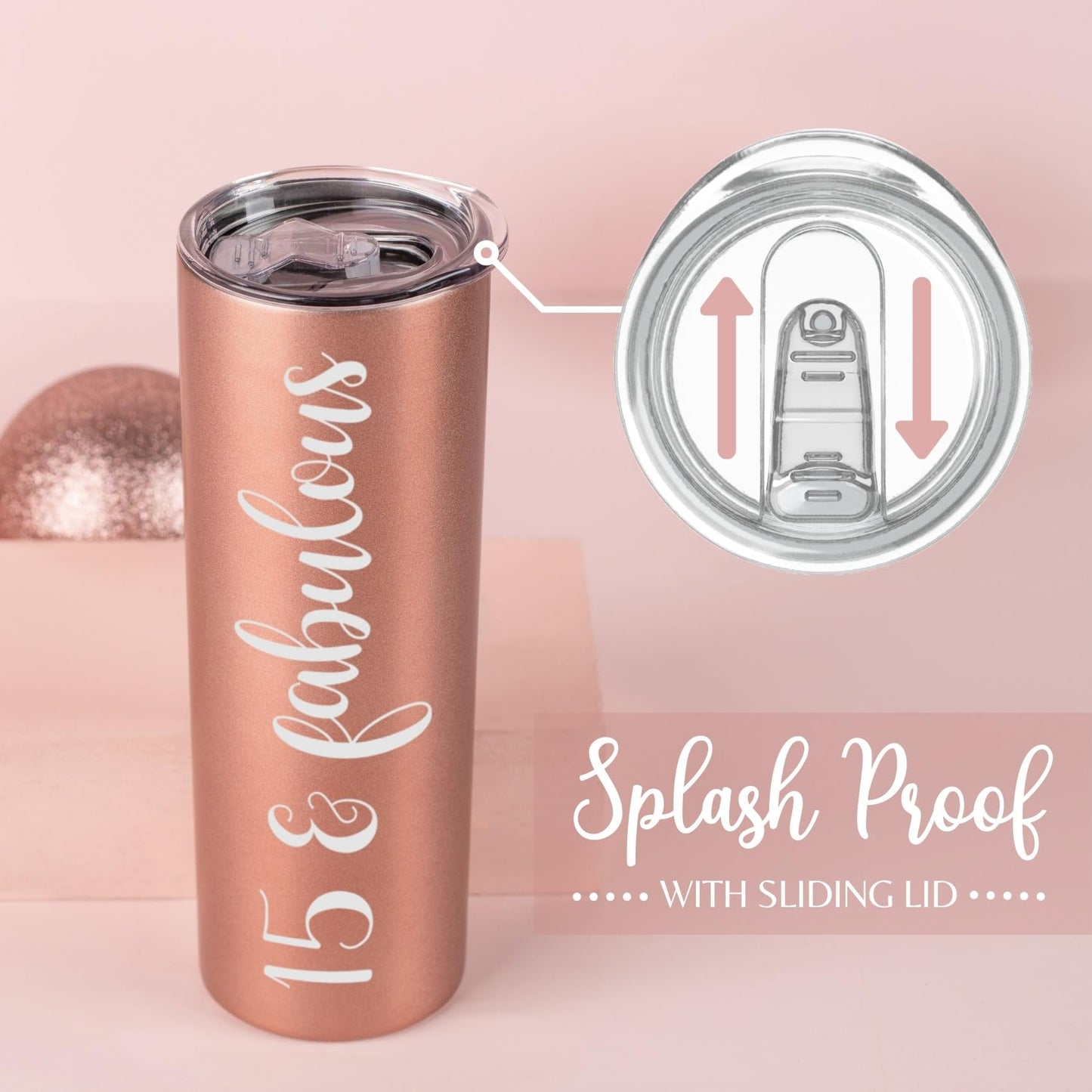 Onebttl Quinceanera Gifts, 15 Year Old Girl Gifts for Birthday, 15th Birthday Gifts for Girls, Female, Her - 20oz/590ml Stainless Steel Insulated Tumbler