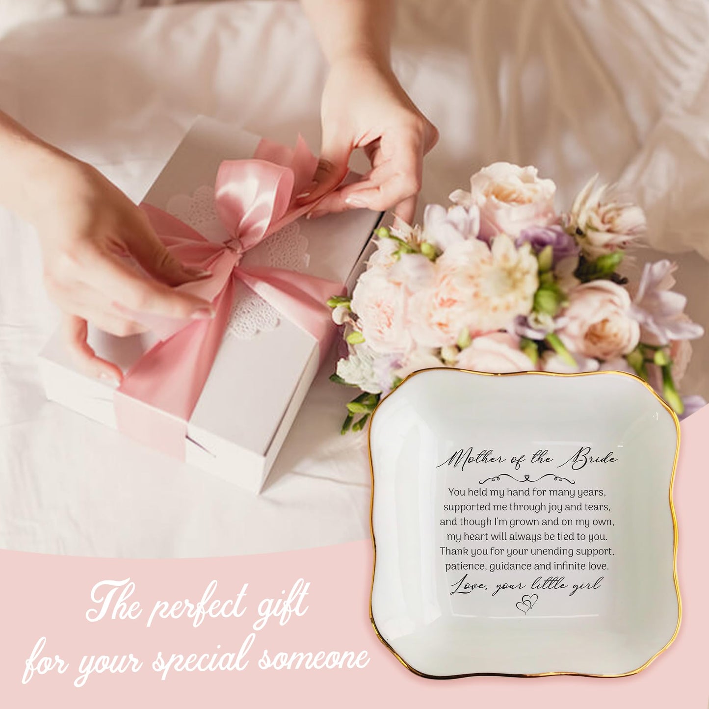Mother of the Bride Jewelry Dish – Sentimental Wedding Gift from Daughter, Mom of the Bridal Gifts, Elegant Gift for Mother of Bride on Wedding Day