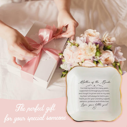 Mother of the Bride Jewelry Dish – Sentimental Wedding Gift from Daughter, Mom of the Bridal Gifts, Elegant Gift for Mother of Bride on Wedding Day