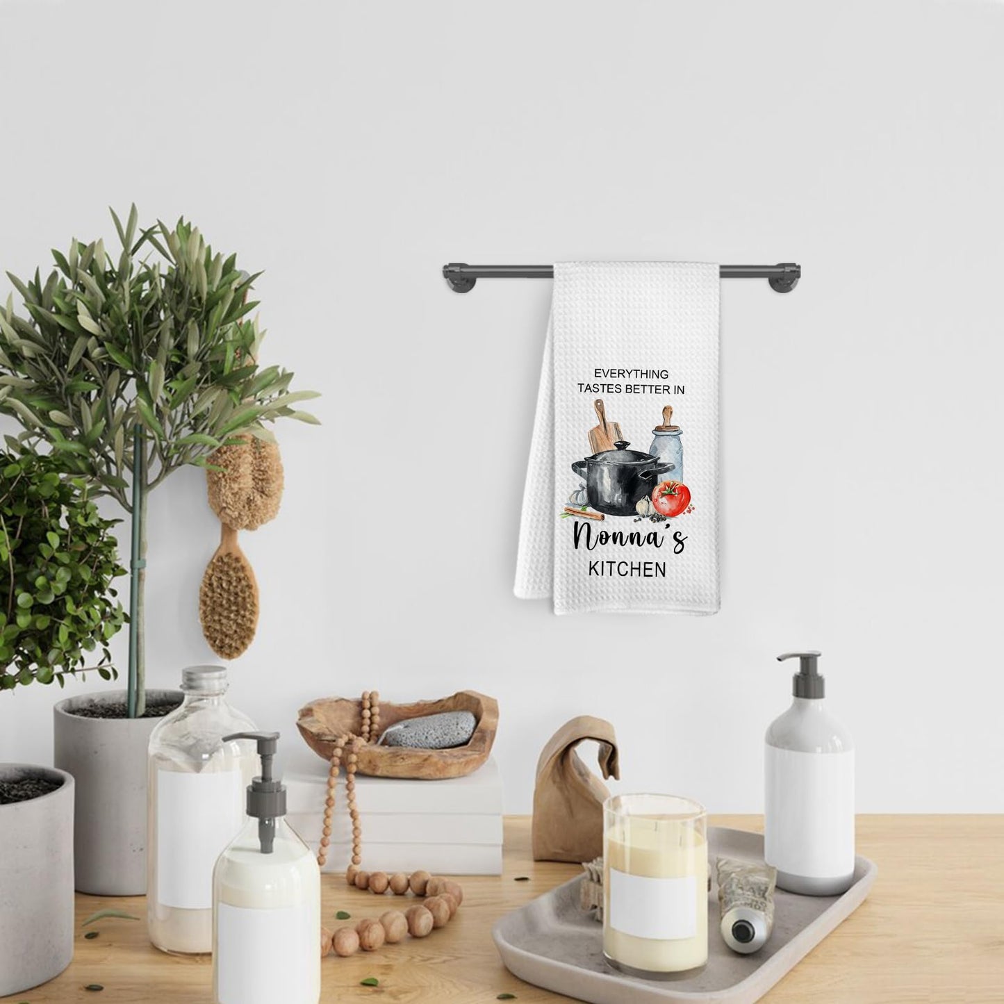 Nonna Gifts Kitchen Towels, Gifts for Nonni Grandma from Grandkids, Everything Tastes Better in Nonna's Kitchen Decorative Hand Tea Towels for Kitchen, 16x24 Inches