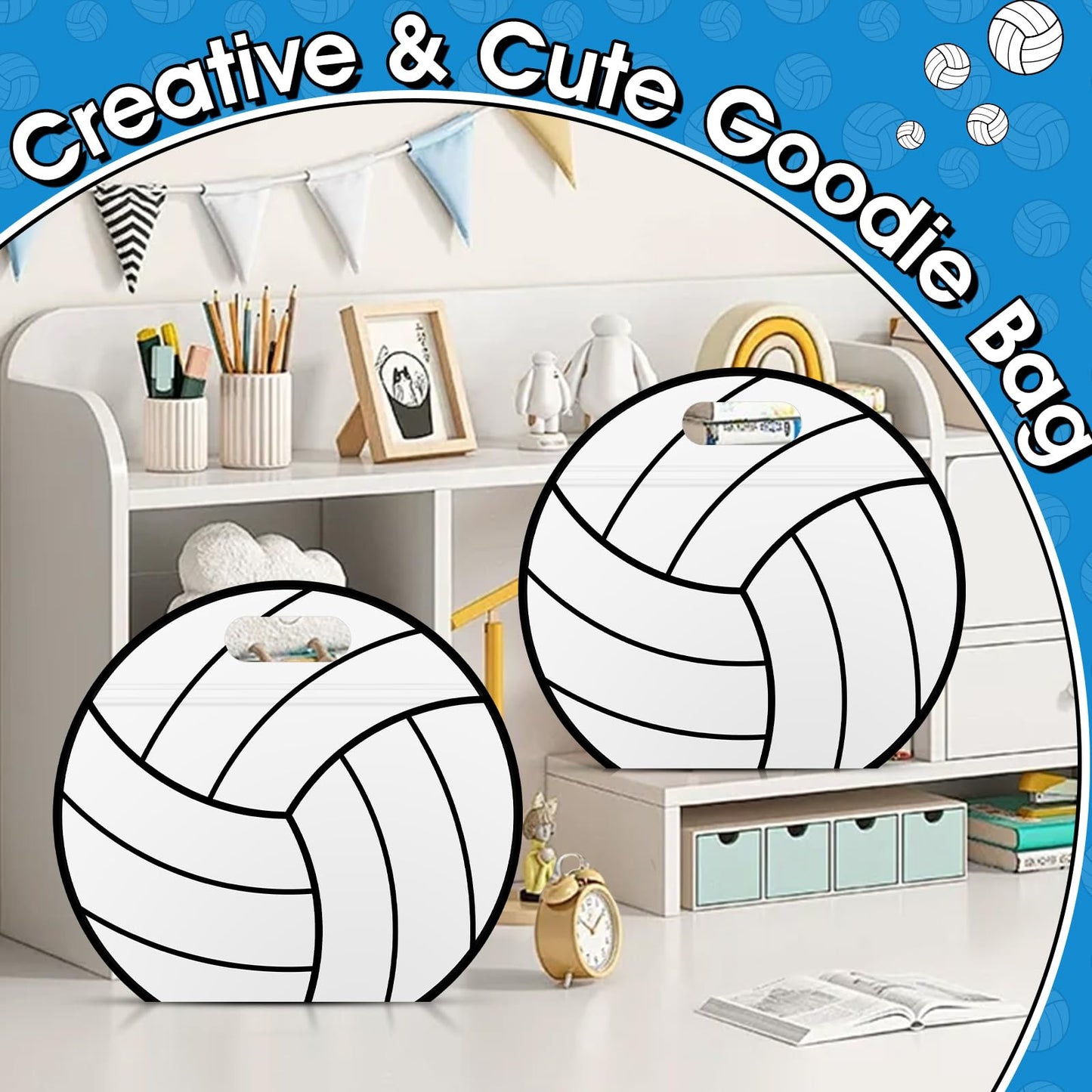 AKAIXI 24pcs Volleyball Gift Bags with Handles Reusable Sealed Snack Bags, Stand-up Bottom Treat Bags for Volleyball Coach Sport Team and Volleyball Mom, Party Favor Birthday Gifts Supplies