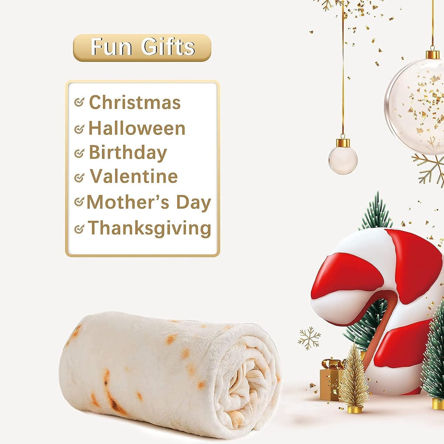 Burrito Baby Blanket, Tortilla Swaddle Blanket, Taco Blanket for Newborn Toddler, 285 GSM Soft Flannel Wearable Wrap Funny Gifts for Baby Shower & First Christmas Boy Girl 0-3 6 9 Months