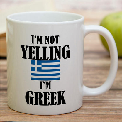 Retreez Funny Greek Mug - I'm Not Yelling I'm Greek 11 Oz Ceramic Coffee Mugs - Funny, Sarcasm, Sarcastic, Inspirational Greece birthday gifts for Greek friends, coworkers, men women dad mom bro him