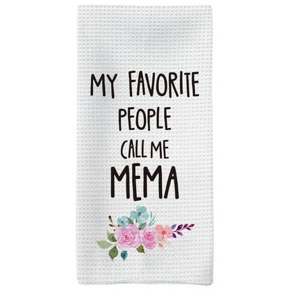 Mema Gifts Kitchen Towels, Gifts for Mema Hand Towels, MemaGrandma Christmas Dish Towels TeaTowels for Kitchen, MemaGrandmaGifts from Grandkids, 16x24inch