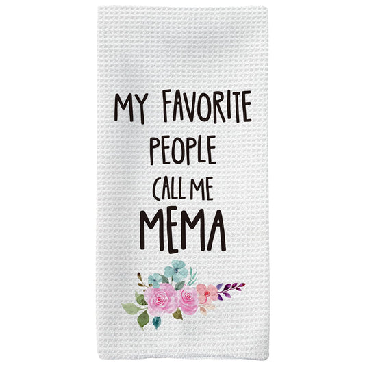 Mema Gifts Kitchen Towels, Gifts for Mema Hand Towels, MemaGrandma Christmas Dish Towels TeaTowels for Kitchen, MemaGrandmaGifts from Grandkids, 16x24inch