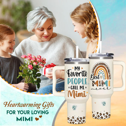 Mimi Gifts From Grandchildren - Mothers Day Gifts For Mimi - Christmas Birthday Gift - Gift For Grandma - 40Oz Tumbler With Handle