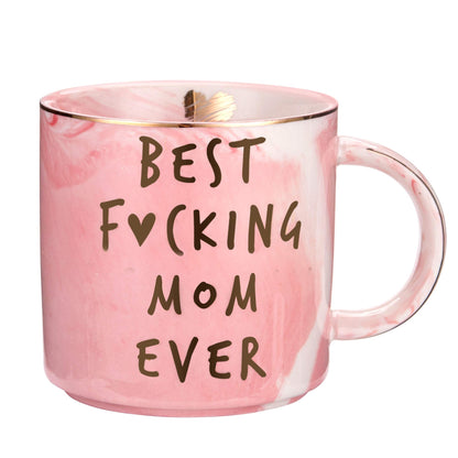 Hendson Mom Gifts for Women - Best Mom Ever - Funny Mom Birthday Gift Ideas, New Mom, Pregnancy Congratulations Gifts for First Time Moms and Mother To Be - Pink Marble Mug, 11.5oz Coffee Cup