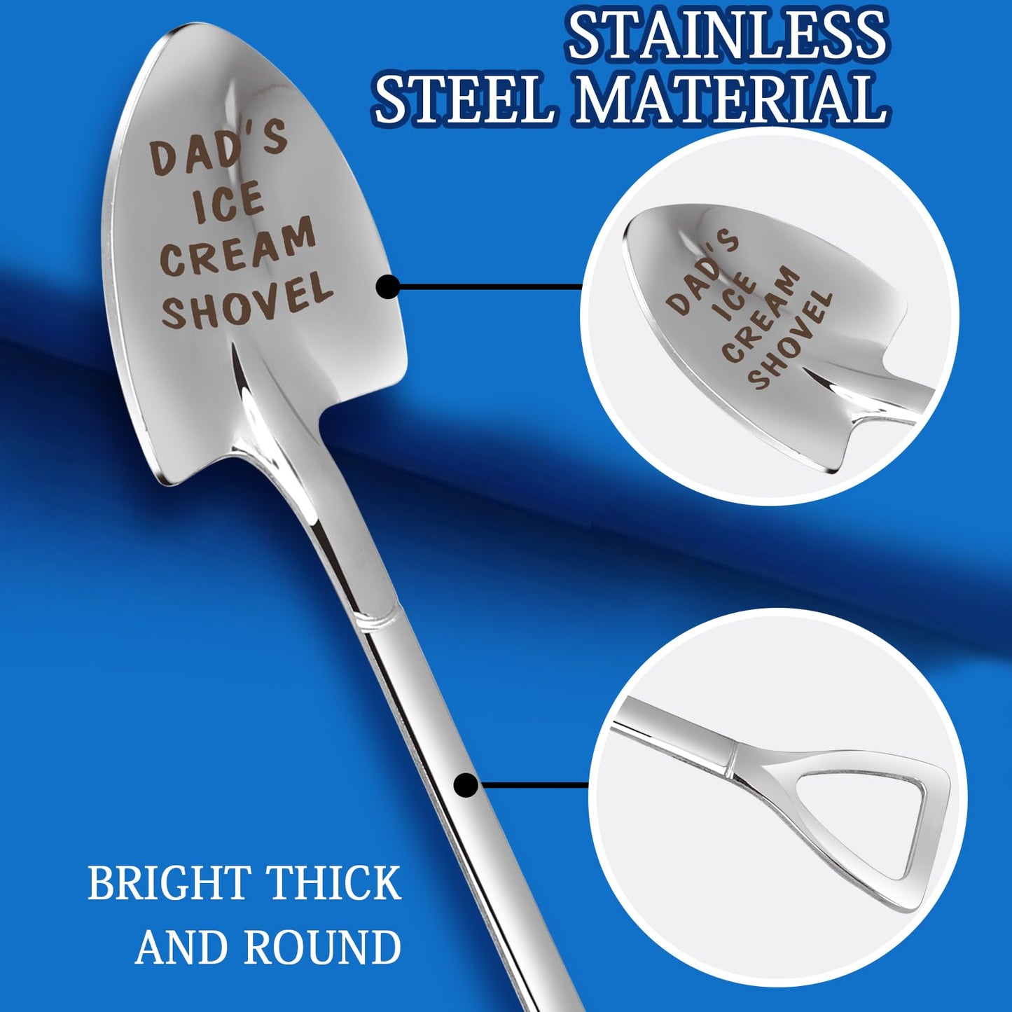 Dad Gifts - Gifts for dad from Daughter. Father Day Gifts for dad Ice Cream Spoon Scoop for Ice Cream Lovers, Father birthday Gifts Funny Engraved Stainless Steel Shovel