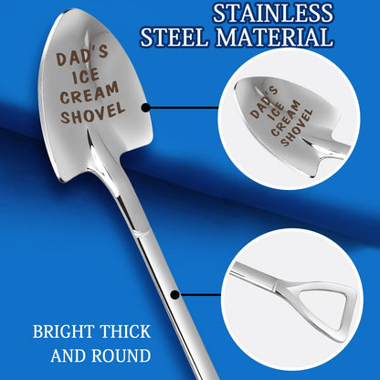 Dad Gifts - Gifts for dad from Daughter. Father Day Gifts for dad Ice Cream Spoon Scoop for Ice Cream Lovers, Father birthday Gifts Funny Engraved Stainless Steel Shovel