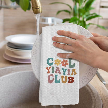Yiayia Gifts Kitchen Towels, Mothers Day Birthday Gift for Grandma, Funny Gifts for New Grandma, Cool Yiayia Club Hand Towel Tea Towels for Bathroom Kitchen,16x24 Inches