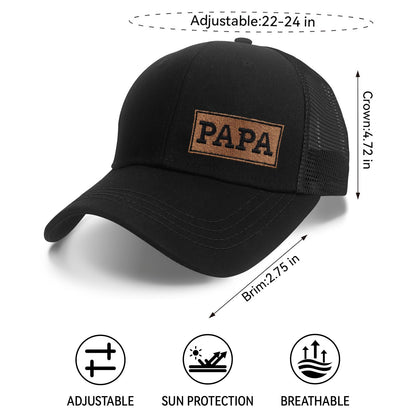 Papa Gifts, Papa Hats for Men Fathers Day Embroidered Letters Adjustable Baseball Cap Black