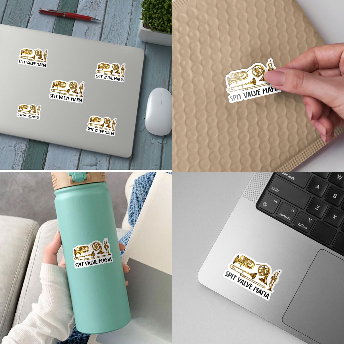 3Pcs Spit Valve Mafia Sticker Brass Player Trumpet Trombone Tuba Gift Spit Valve Mafia Stickers Musician Trumpet Trombone Horn Euphonium Tuba Car Decal for Laptop Water Bottle Toolbox Case (S1, 3")