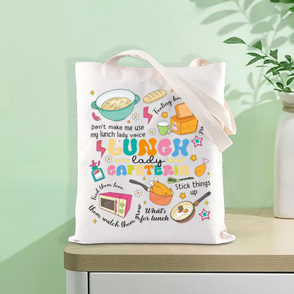 FOTAP Lunch Lady Gift School Cafeteria Worker Tote Bag Lunch Squad Gift Student Nutrition Team Gift Thank You Gift