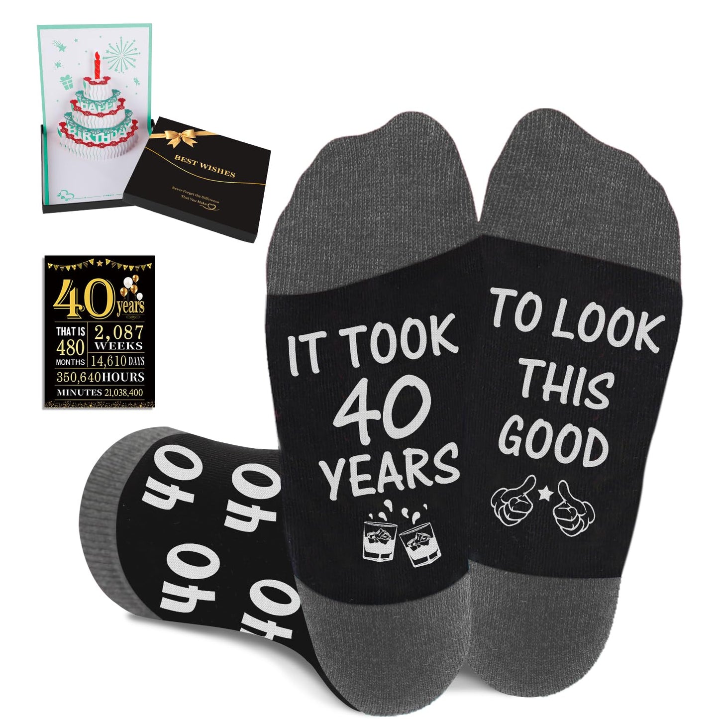 Juesly Birthday Gifts for Men with Mens Novelty Socks,Pop Up Birthday Card, Poster and Gift Box
