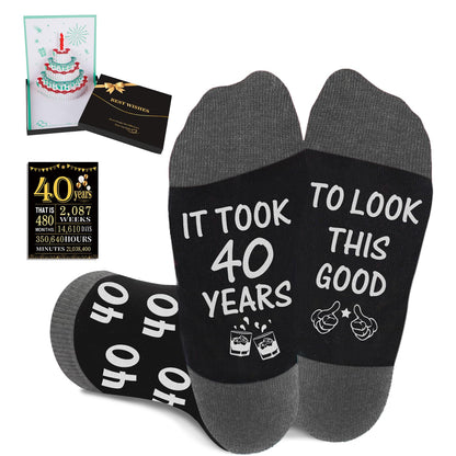 Juesly Birthday Gifts for Men with Mens Novelty Socks,Pop Up Birthday Card, Poster and Gift Box