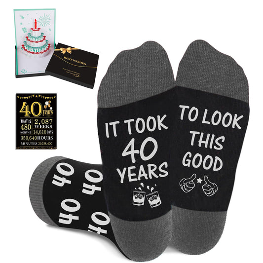 Juesly Birthday Gifts for Men with Mens Novelty Socks,Pop Up Birthday Card, Poster and Gift Box
