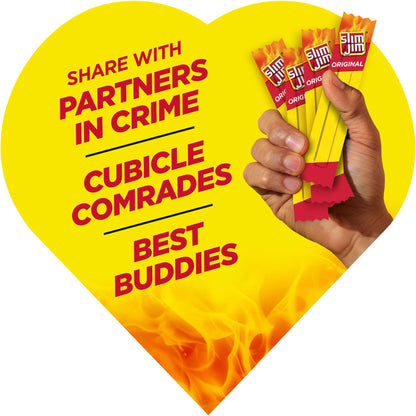 Slim Jim Smoked Meat Sticks, Original, Gifts for Him, Valentine's Day Heart Gift Box, 6g Protein Per Serving, .28oz (8 Sticks Per Box)