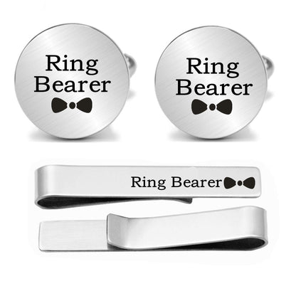Kooer Custom Personalized Cufflinks & Tie Clip Set Wedding Jewelry Cufflinks Engraved Gifts for Men