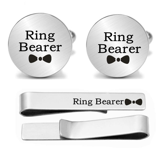 Kooer Custom Personalized Cufflinks & Tie Clip Set Wedding Jewelry Cufflinks Engraved Gifts for Men