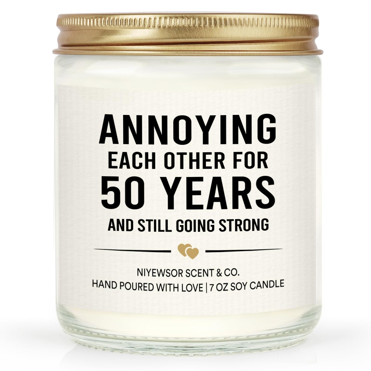 Niyewsor 50th Wedding Anniversary Couple Gifts, 50th Anniversary Candle Gifts for Couple, Parents, Husband, Wife, Him, Her, Friends, Golden Wedding Keepsake, Handmade, 7oz