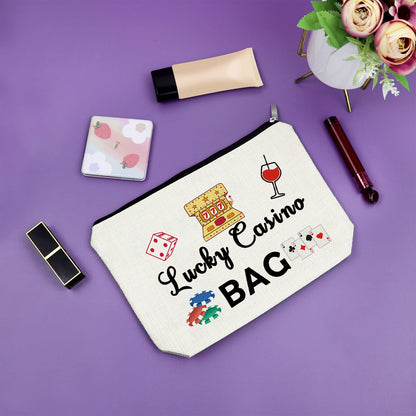 Sazuwu Lucky Casino Gifts Makeup Bag for Women Gambling Themed Gifts for Grandma Mom Birthday Mothers Day Retirement for Casino Lovers