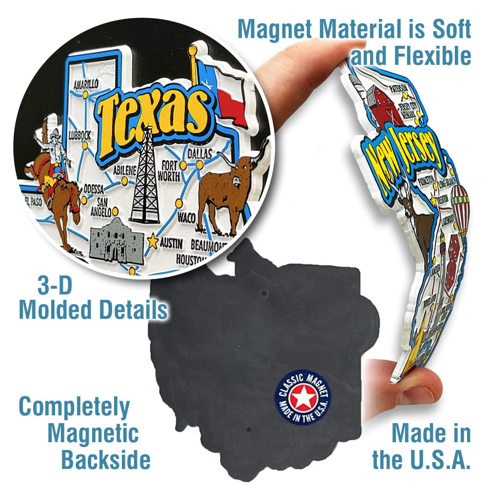 Michigan Jumbo State Magnet by Classic Magnets, 3.7" x 3.9", Collectible 3D Rubber Vintage-Style Souvenirs and Gifts Made in the USA