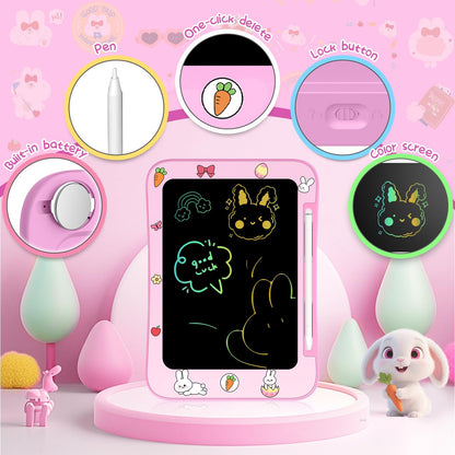 Easter Basket Stuffer Genialba LCD Writing Tablet for Kids, Colorful Screen Drawing Board for 3-7 Year Old Boys & Girls - Educational Toys Easter Gifts for Kids (Rabbit)