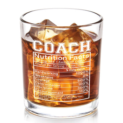 Futtumy Coach Nutrition Facts Whiskey Glass, Coach Gifts for Men, Basketball Coach Gifts, Baseball Coaches Gift, Best Coaches Gift for Soccer Softball Volleyball for Graduation Competition Christmas