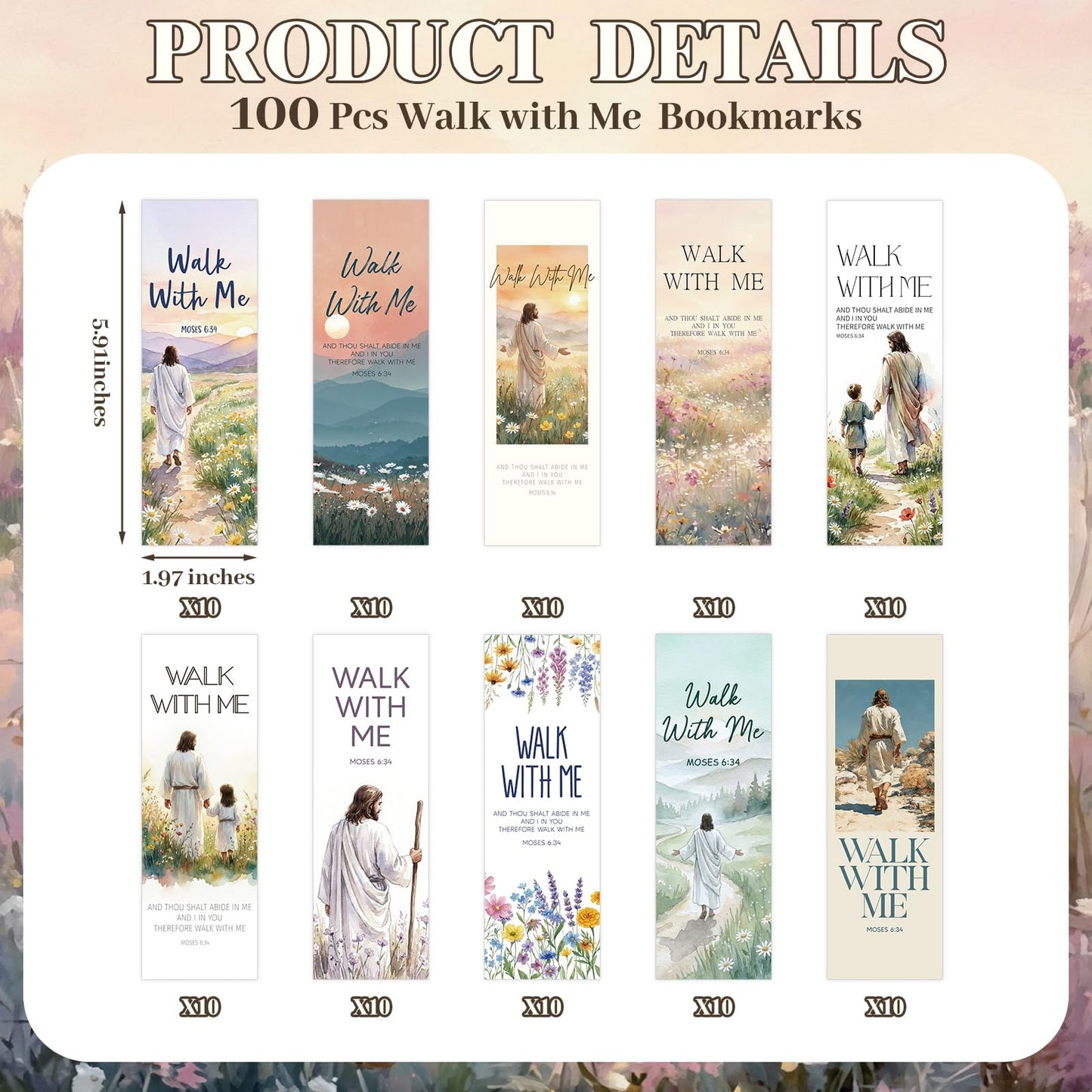 Eaasty 100 Pcs LDS 2026 Youth Theme Bookmarks, Walk with Me Bookmarks for The Church of Jesus Christ, Latter-Day Saints Mormon Church Gifts