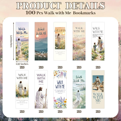 Eaasty 100 Pcs LDS 2026 Youth Theme Bookmarks, Walk with Me Bookmarks for The Church of Jesus Christ, Latter-Day Saints Mormon Church Gifts