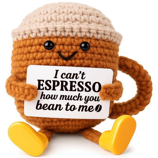 Graduation Gifts Birthday Gift for Her Him Women Men Girlfriend Boyfriend, Positive Crochet Espresso Cup, Cute Small Coffee Lover Gift for Best Friend Couple Wife Husband Mom