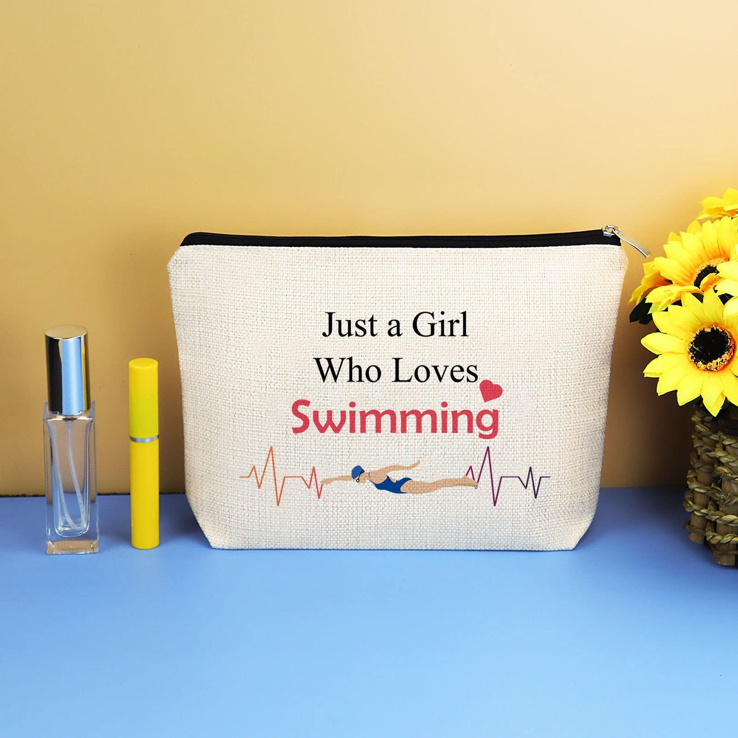 Girl Swimmer Gifts Makeup Bag Swim Lover Gift Swimming Team Gift Cosmetic Bags Birthday Christmas Graduation Gifts for Girl Women Swimmer Swim Lover Daughter Friends Travel Toiletry Pouch
