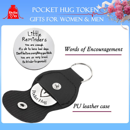 Pocket Hug Token Keychain for Women & Men - Inspirational Gifts for Him & Her Christmas Valentine's Day Graduation