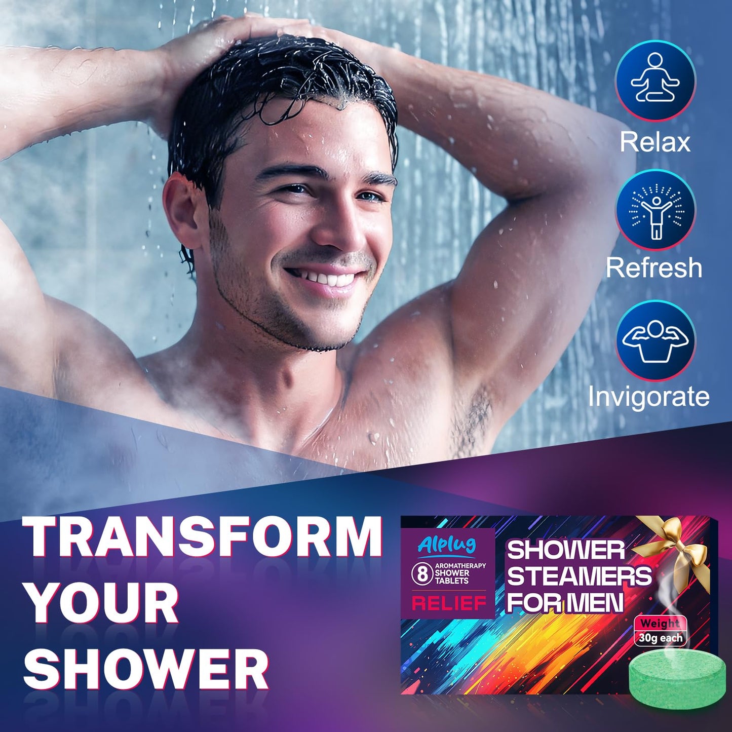 Shower Steamers for Men 8 Pack - Gifts for Men, Shower Bombs Aromatherapy with Essential Oils, Fathers Day Gift for Dad Husband from Wife Daughter, Mens Gifts Ideas, Gifts for Mens Who Have Everything