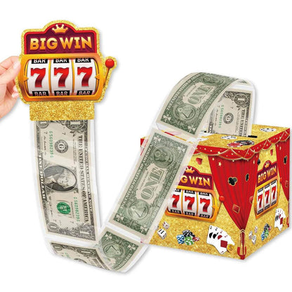 LEWRCPPY Casino Birthday Party Money Gift Box Big Win Happy Birthday Poker Box with Draw Strip Las Vegas Pull Out Cash Boxes Casino Theme Party Decorations for Casino Night