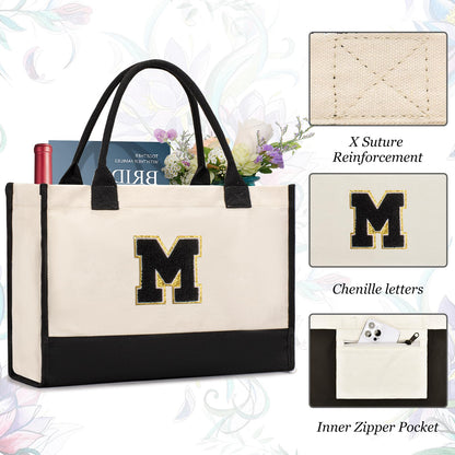 GASSDA Personalized Initial Tote Bag - Birthday, Christmas, Teacher, Mom, Sister, Friend Gifts