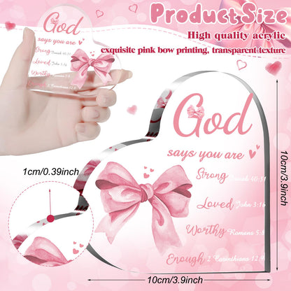 Funnymoom Christian Religious Heart Shaped Gifts for Women Pink Inspiration Religious Gift Bible Verse Faith Keepsakes Spiritual Gifts for Friend Mom Sister Valentine's Day Mother's Day Gift