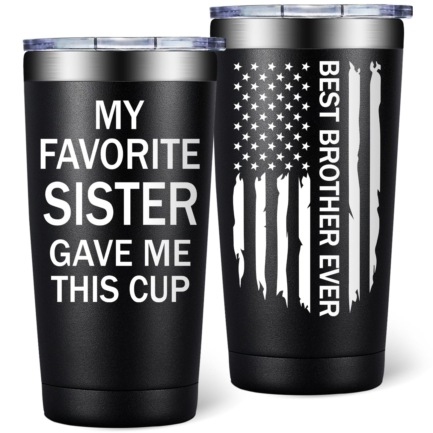 SpenMeta Brother Gifts from Sister - Funny Fathers Day Christmas Birthday Gifts for Brothers Adult - Best Brother Ever Gift - 20oz My Favorite Sister Gave Me This Cup