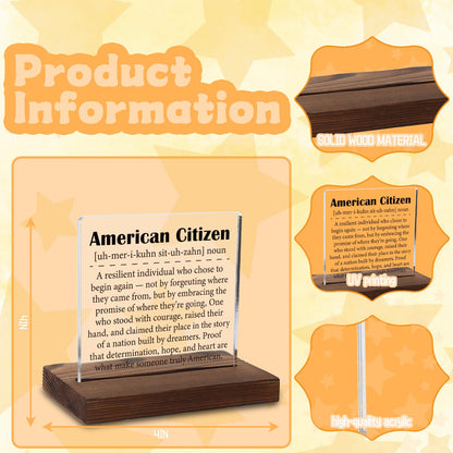 American Citizen Definition Acrylic Plaque, Meaningful Gift for New US Citizens, Inspirational Keepsake for Naturalization, Transparent Acrylic Plaque, WTT67