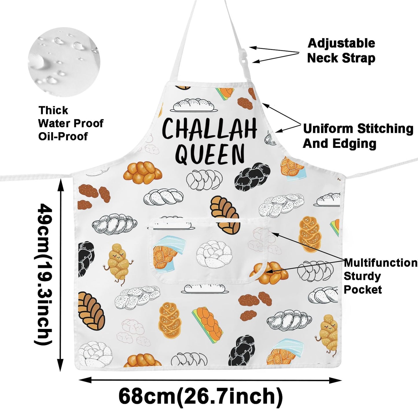 JNIAP Challah Apron Jewish Gifts Shabbat Shalom Apron Israel Gifts Challah Bread Aprons
