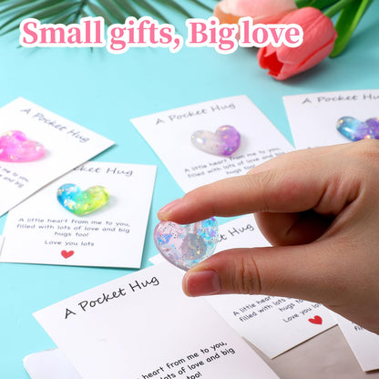 Tucnoeu 8 Pcs Pocket Hug Heart Greeting Cards, Little Heart Pocket Hug Card,Gift for Valentines Day, Keepsake Exchange Relationship Cards for Colleagues, Family, Friends