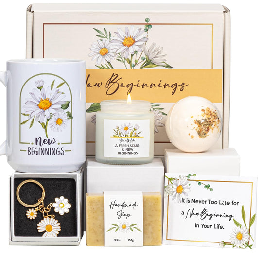 New Beginnings Gifts for Women, Farewell Gifts For Coworkers, Leaving Going Away, New Job Basket for Employee Friends Mom Sister, Goodbye, Good Luck, Graduation, Break Up, Divorce Self Care Box