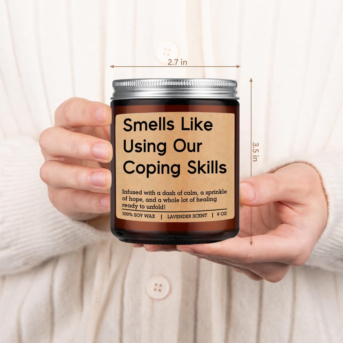 LEADO Funny Coping Skills Candle, Therapist Gifts - Mental Health, Graduation, Psychology, Appreciation Gifts for Therapist, Social Worker, School Counselor, Psychologist, Women - Therapy Office Decor