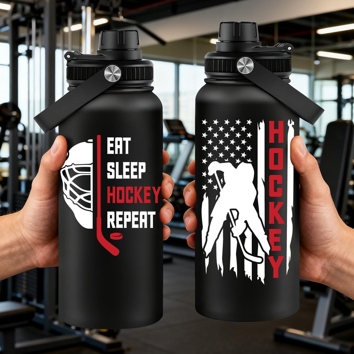 Fufandi Hockey Gifts for Men - Hockey Mom Gifts, Gift Hockey Player for Men Boy - Hockey Lover Sports Love Travel Water Bottle 32oz